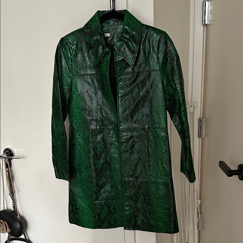 Alice and Olivia Green Snake print jacket  Coat